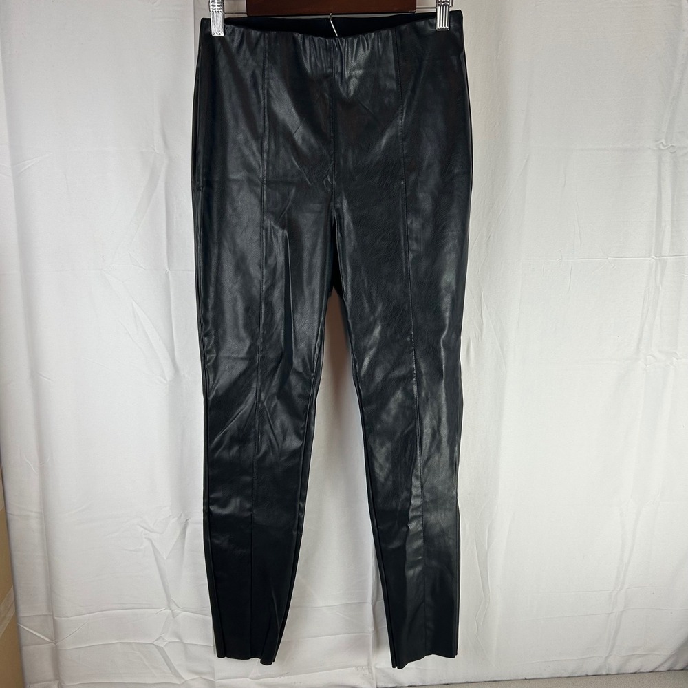 H&M Faux Leather High Waisted Leggings Black Pants Women's Size 10
